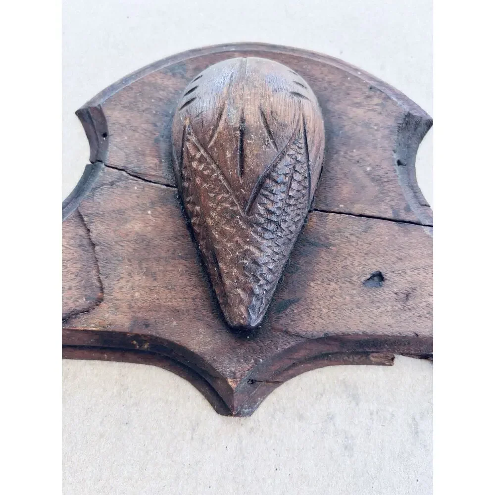 Antique Victorian Carved Furniture Crest Pediment Pine Cone 16-1/4